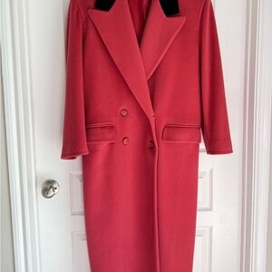 Chic Hot Pink Double-Breasted Trench Coat
